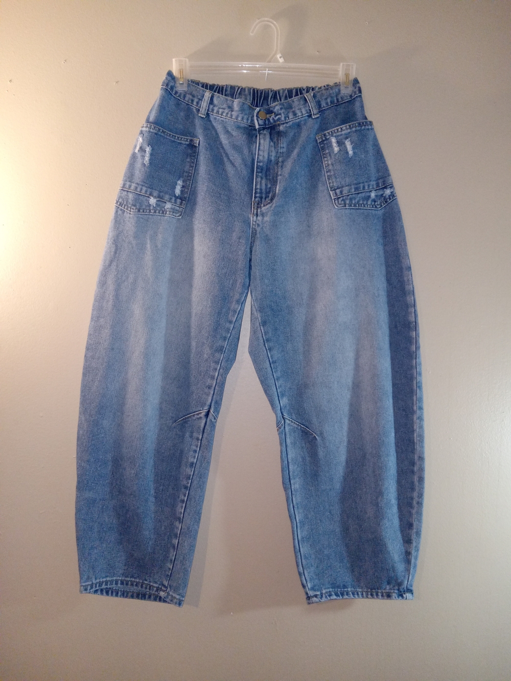 SHEIN Light Blue Washed Barrel Leg High-Rise Jeans